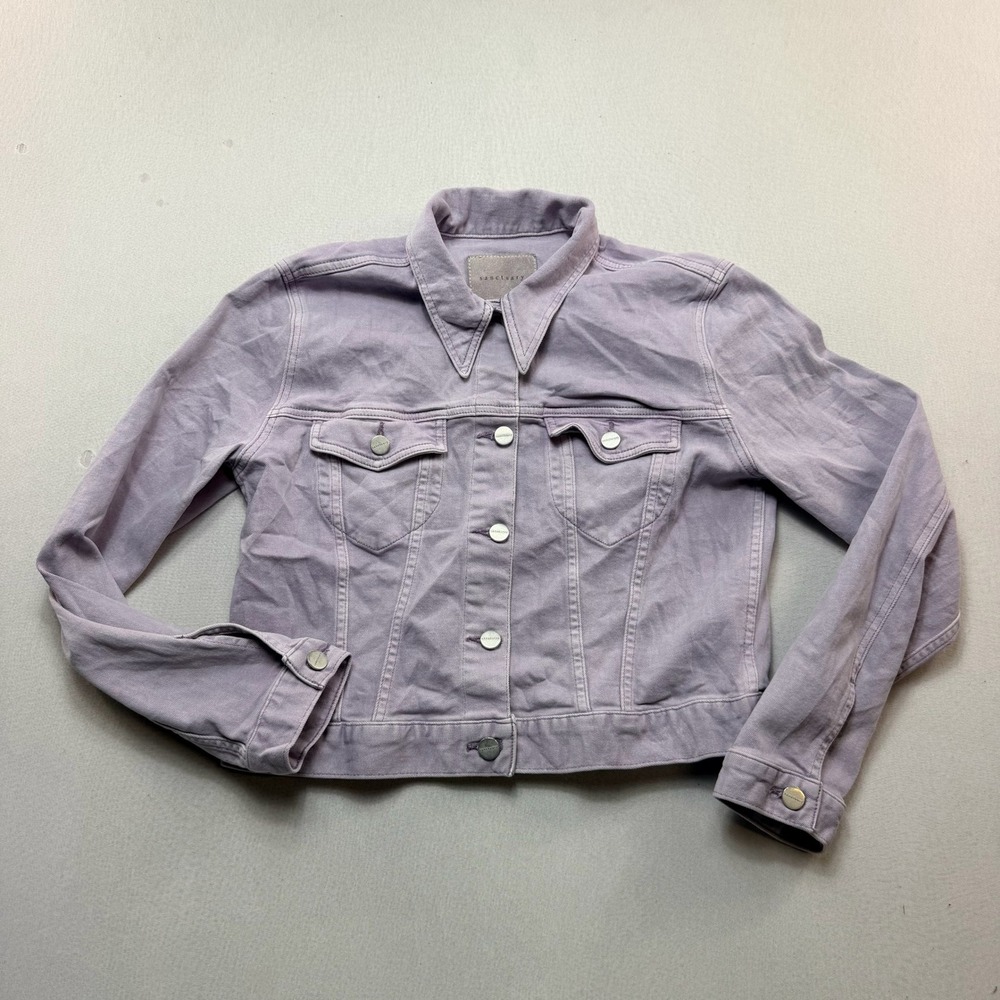 Sanctuary Denim Jacket Women Small Purple Excellent Trucker Button Front Coat